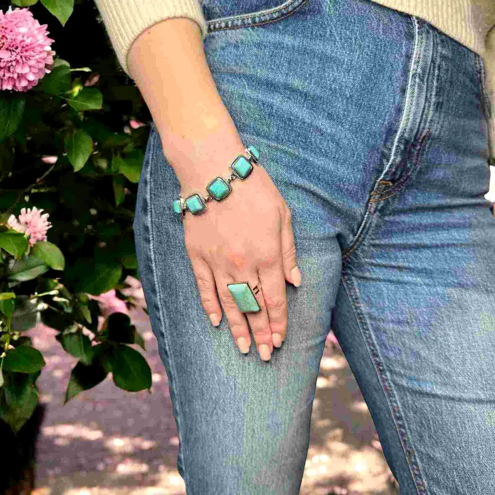 Set brățară și inel Turcoaz