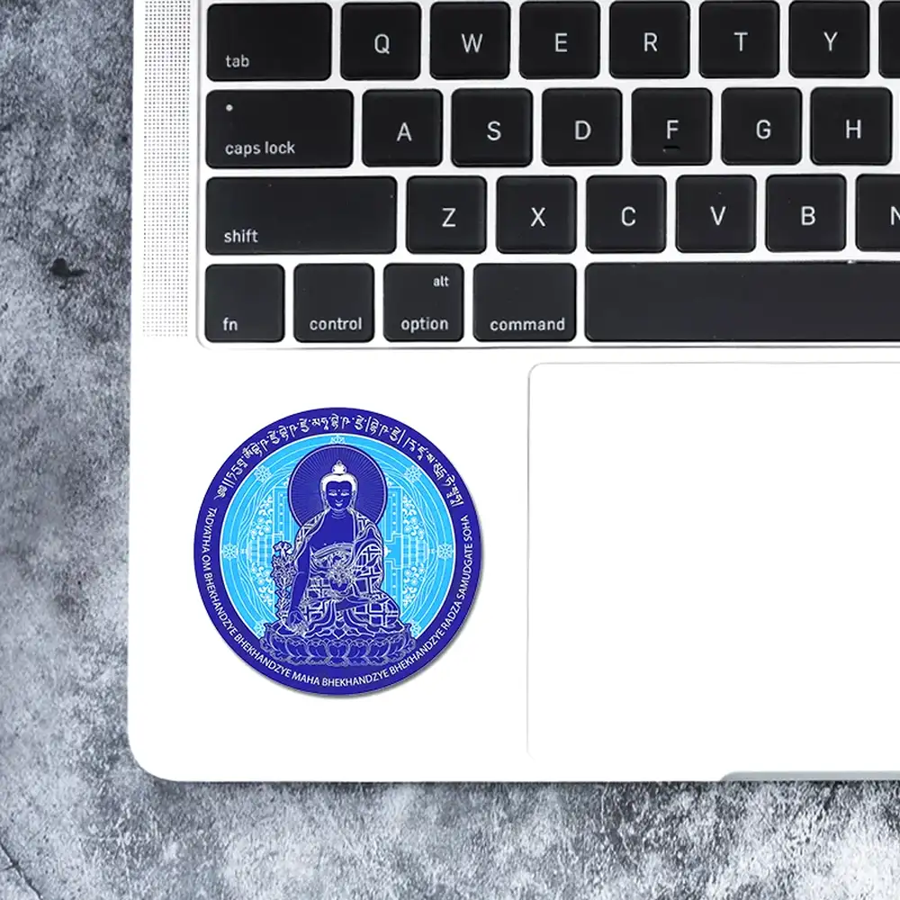 Sticker Buddha Medicinei cu floare de lotus