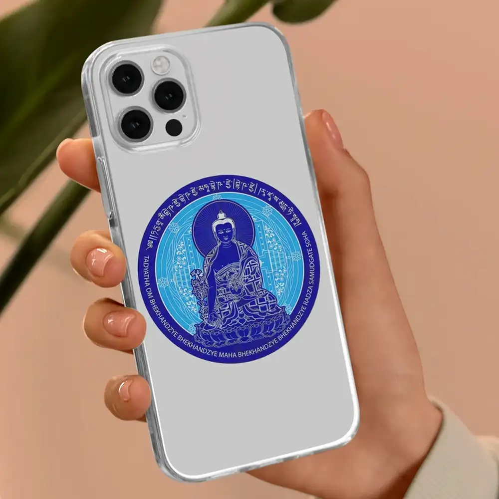 Sticker Buddha Medicinei cu floare de lotus