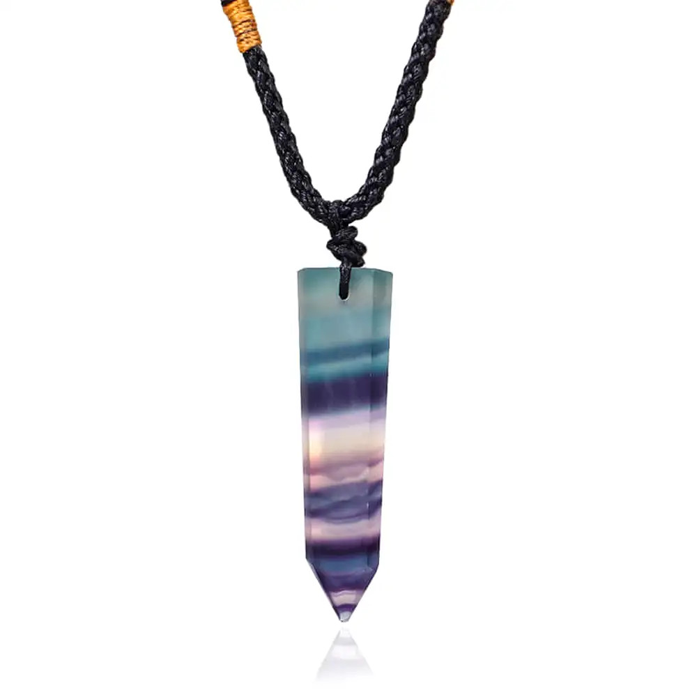 Pandantiv 7 chakra varf in jos, multicolor, snur textil negru, barbati si dama