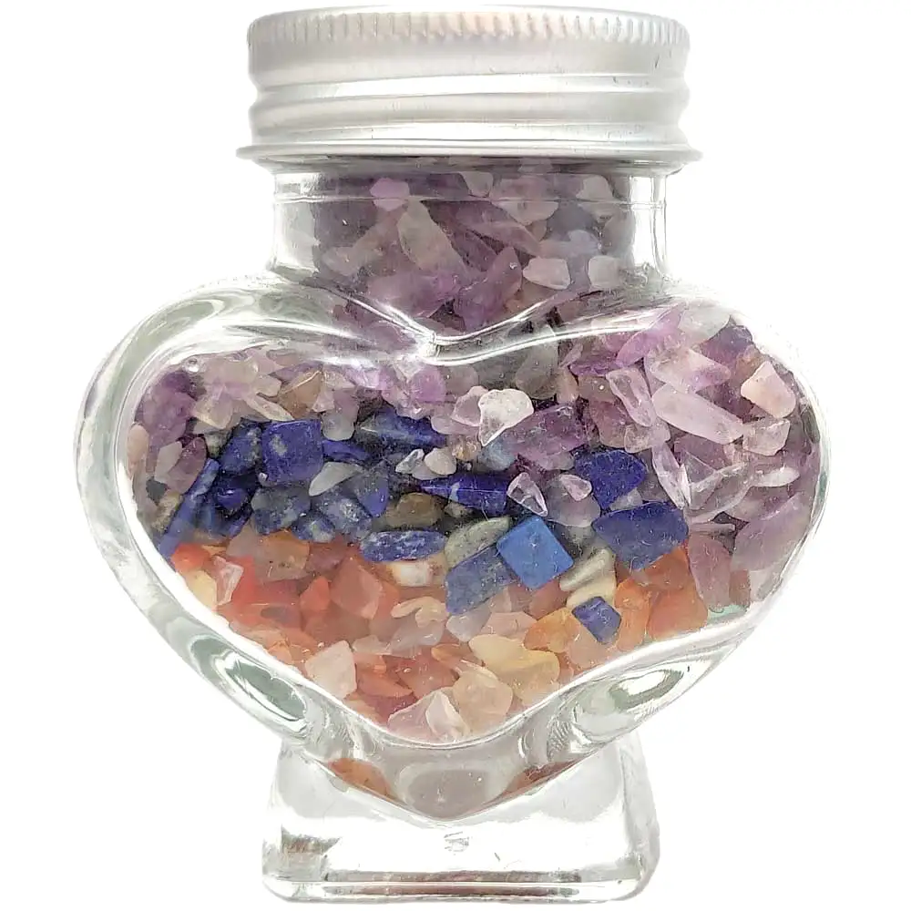 Pietre semipretioase Ametist, Lapis Lazuli si Carneol, borcan in forma de inima, 245 g