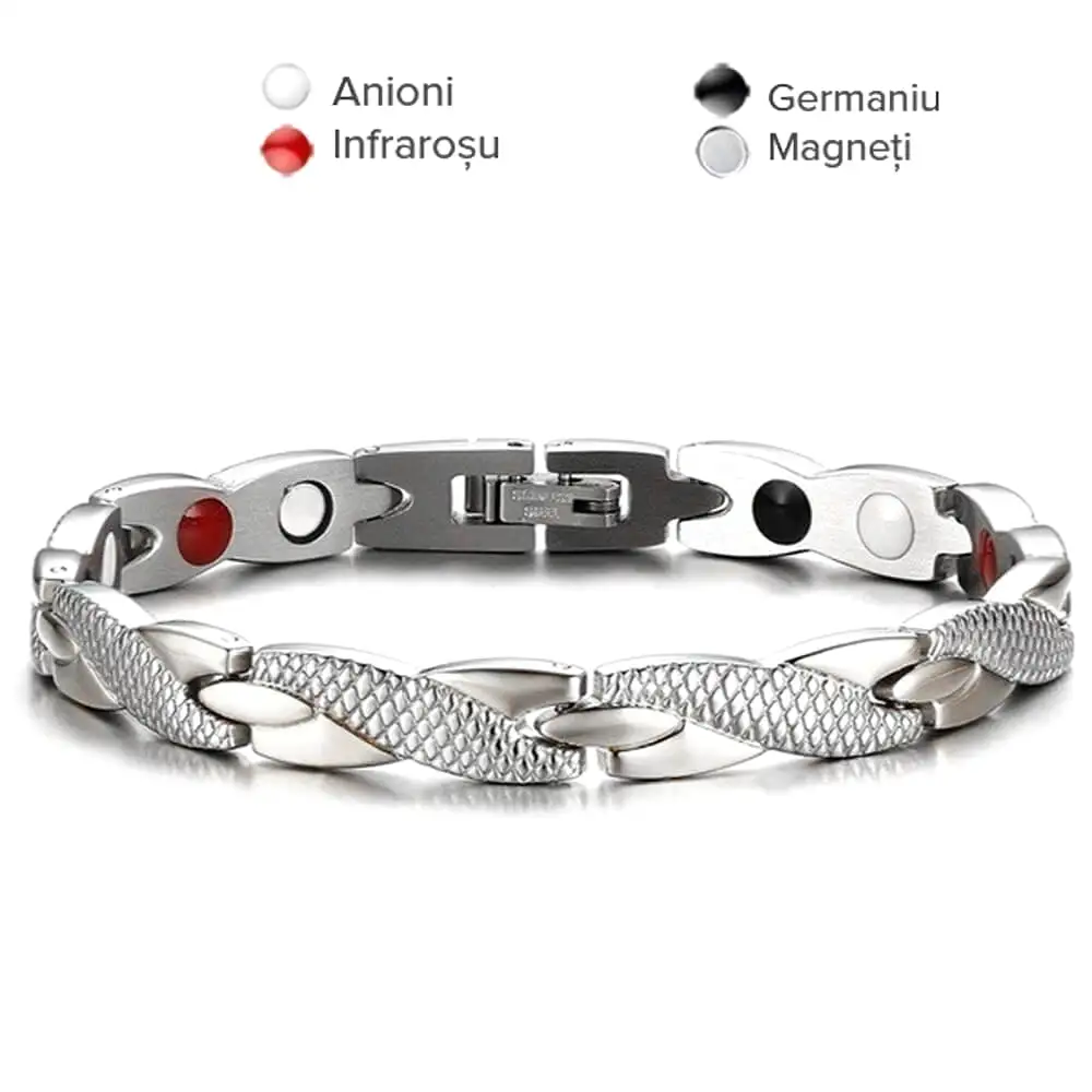 account Concealment Skiing Bratara energetica de slabit magnetica cu germaniu, infrarous si anioni,  pentru incheieturi, argintiu 20 cm | Zodiacool