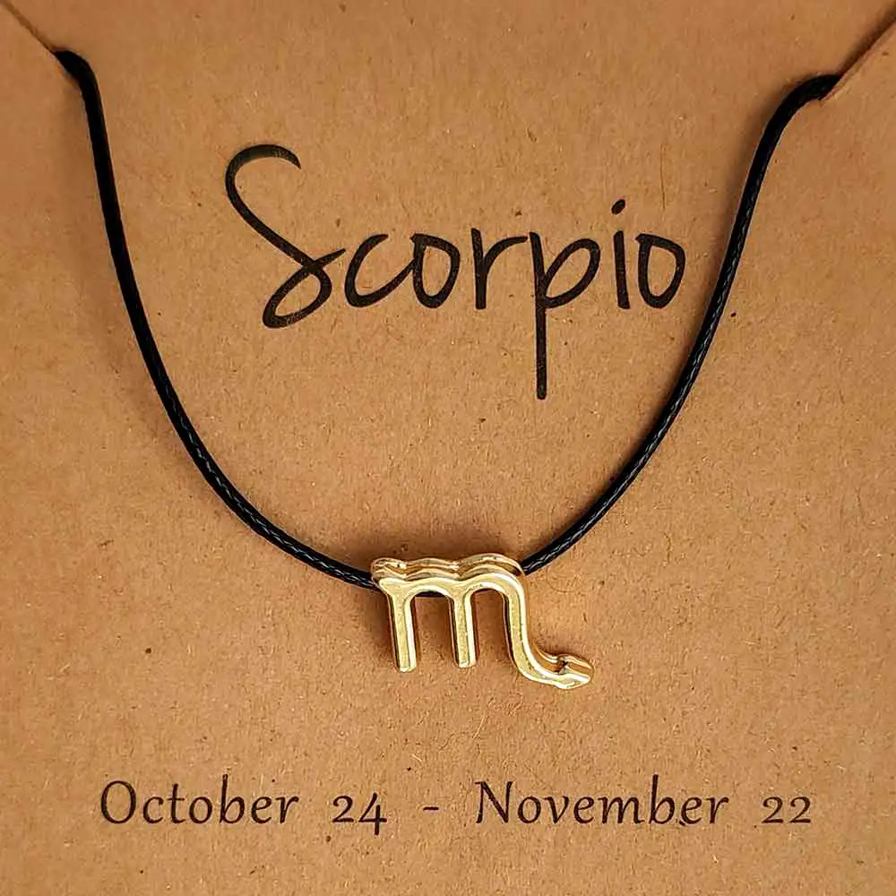 Scorpion, bratari cu snur si zodii, semn zodiacal apa, bratara picior sau mana circumferinta incheietura 17-32 cm reglabila, negru Negru