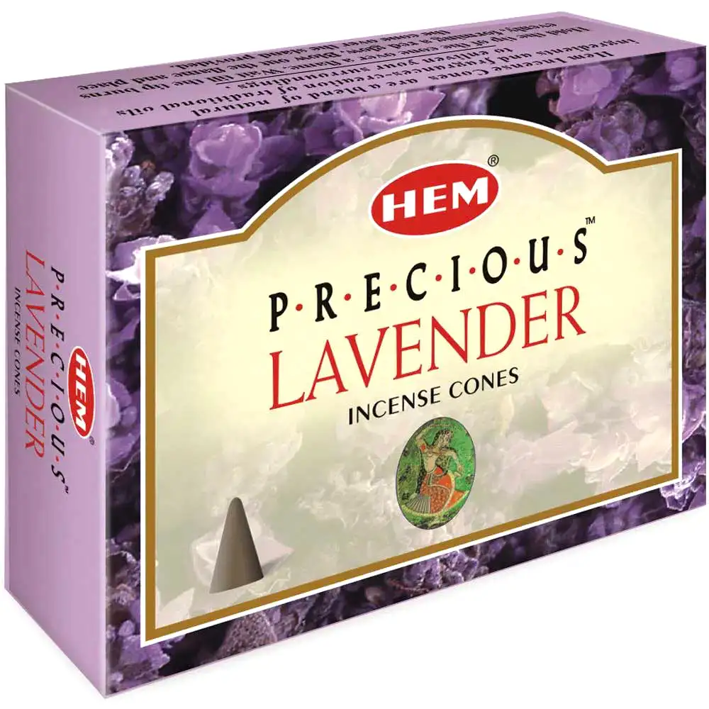 Conuri parfumate Lavanda, HEM profesional, calm si echilibru, 10 conuri (25g) aromaterapie, suport metalic inclus