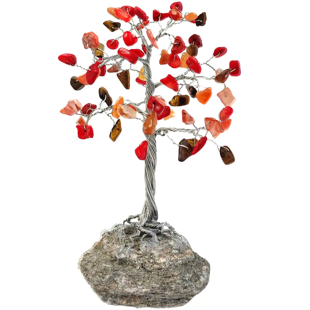 noon Inclined most Copacei decorativi Coral, Carneol si Jasp rosu, pietre contra energiilor  negative, copacel Feng Shui cristale pe suport din piatra naturala,14 cm  rosu | Zodiacool
