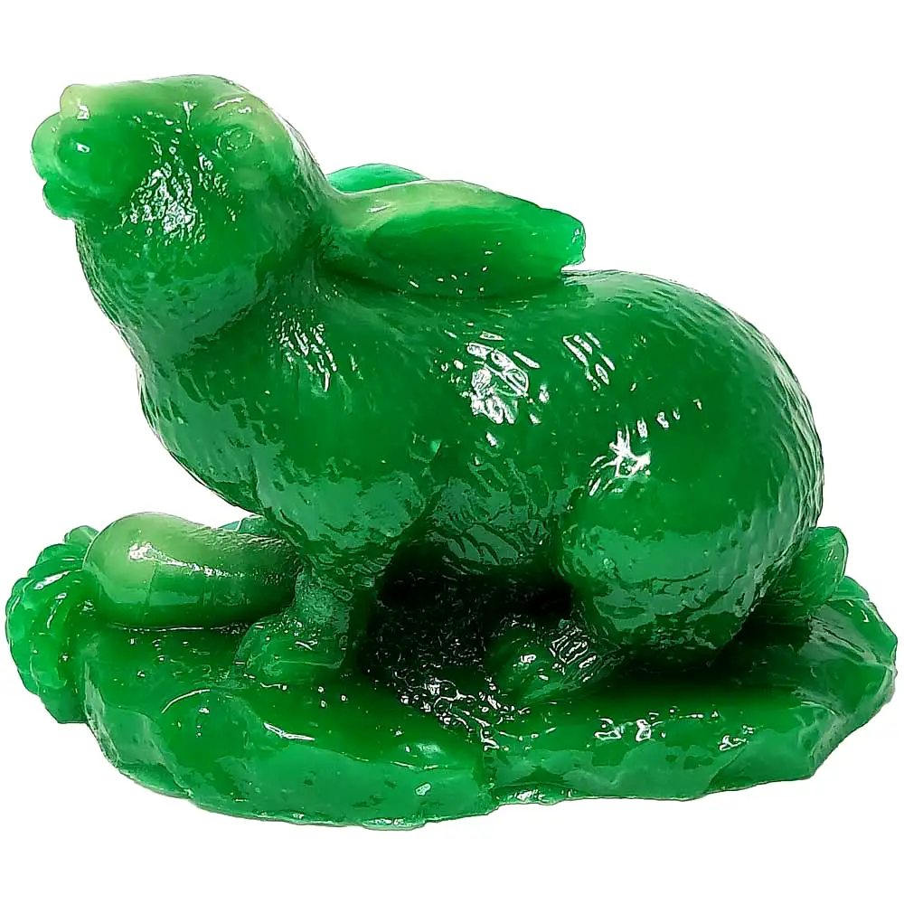 Iepure jad Feng Shui, floarea dragostei pentru reusite si oportunitati, statueta verde