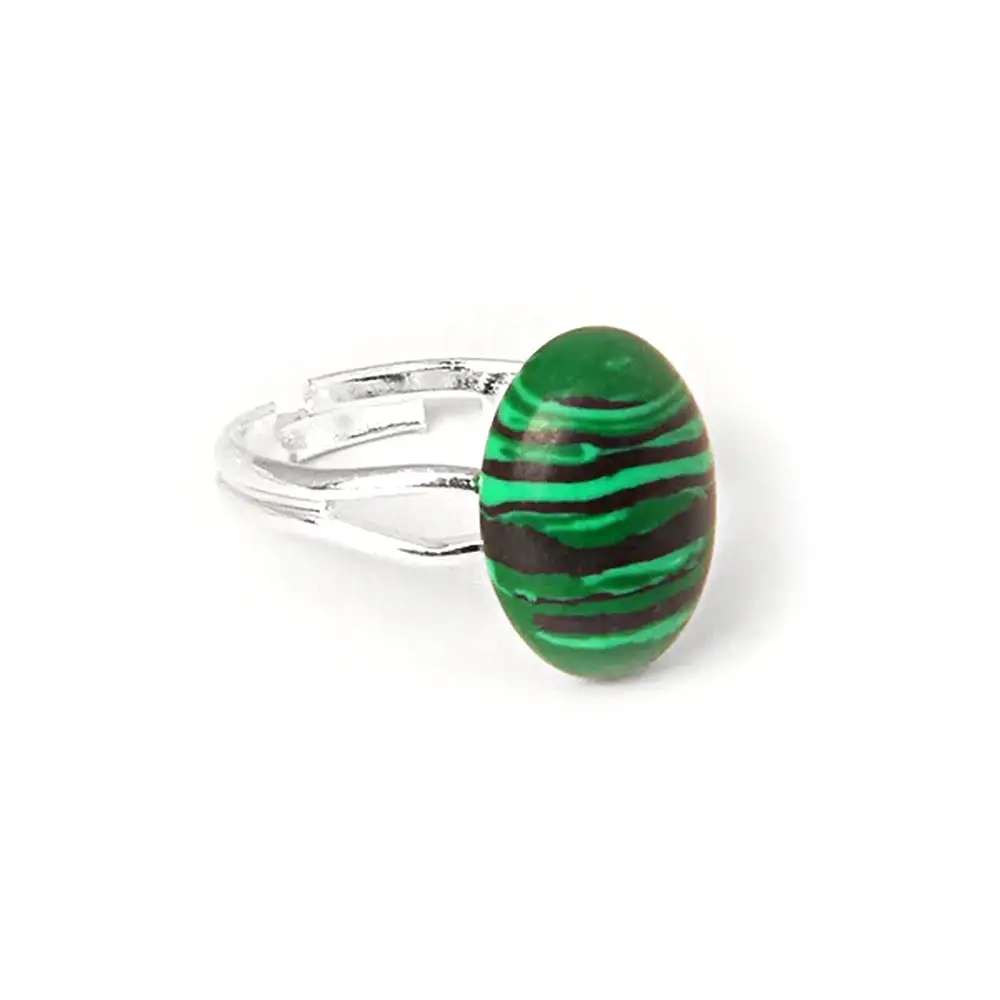 Inel Malachit, piatră ovală tip Bohemia, piatra succesului, reglabil Verde