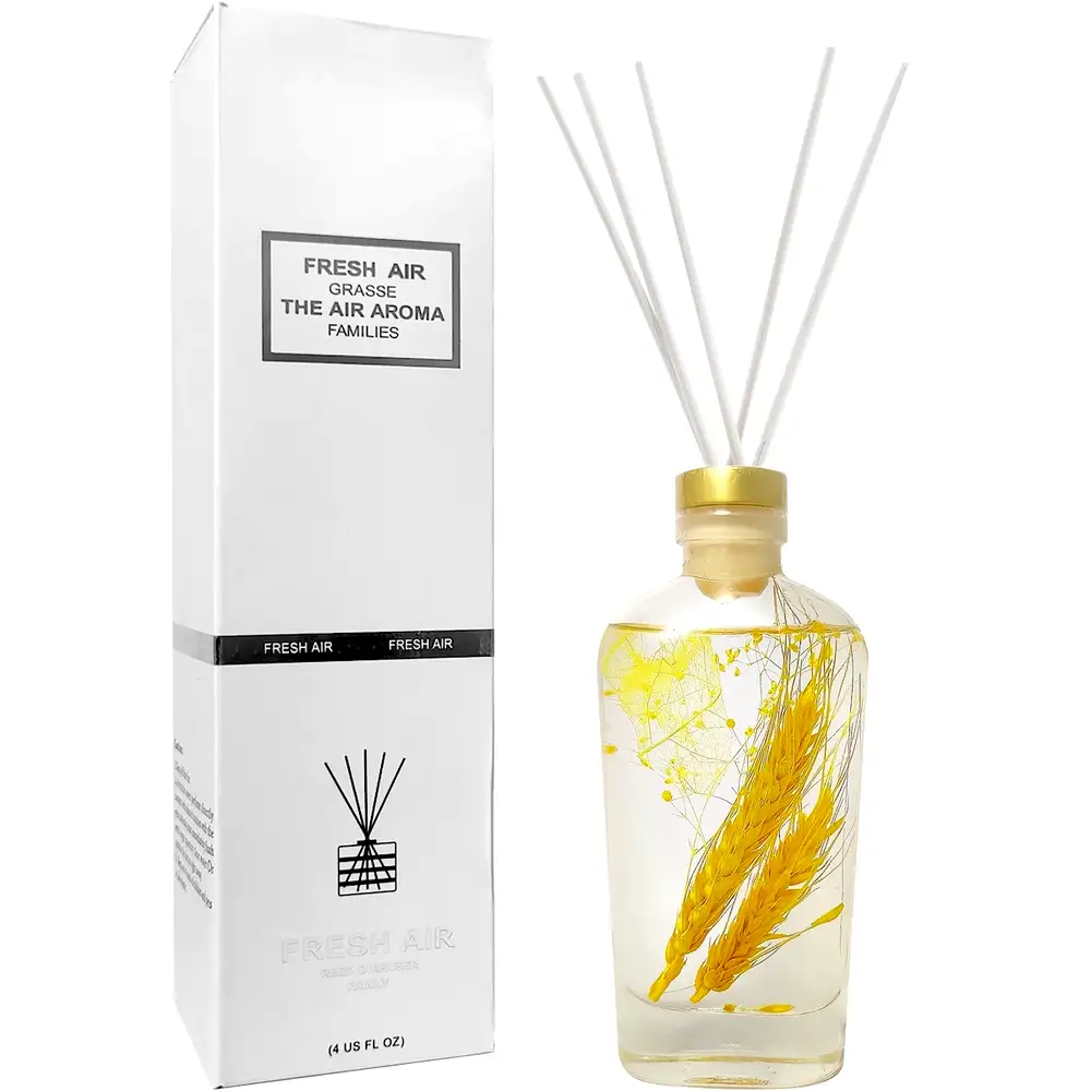 Difuzor betisoare aromaterapie Shangri la, sticla cu flori decor, exotic 175 ml, galben Galben