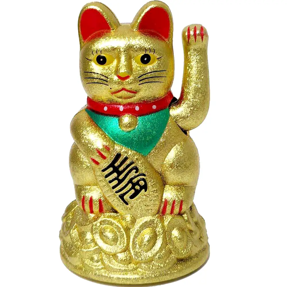 Breaking news Antagonism end point Pisica Feng Shui, Maneki Neko simbol de noroc la bani si protectie, auriu |  Zodiacool