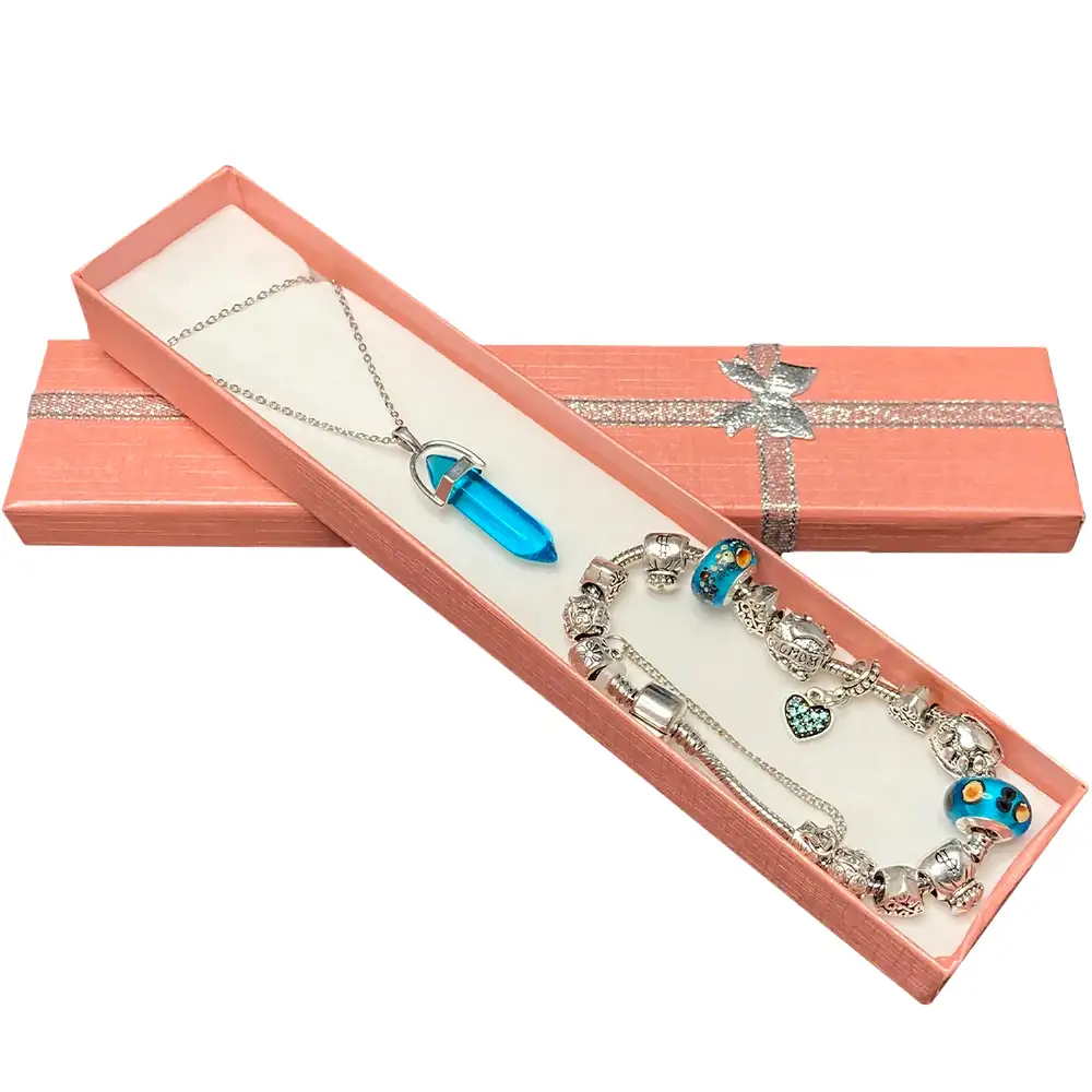 Set pandantiv cuarț albastru și brățară Pandora cu sticlă Murano, în cutie cadou Albastru