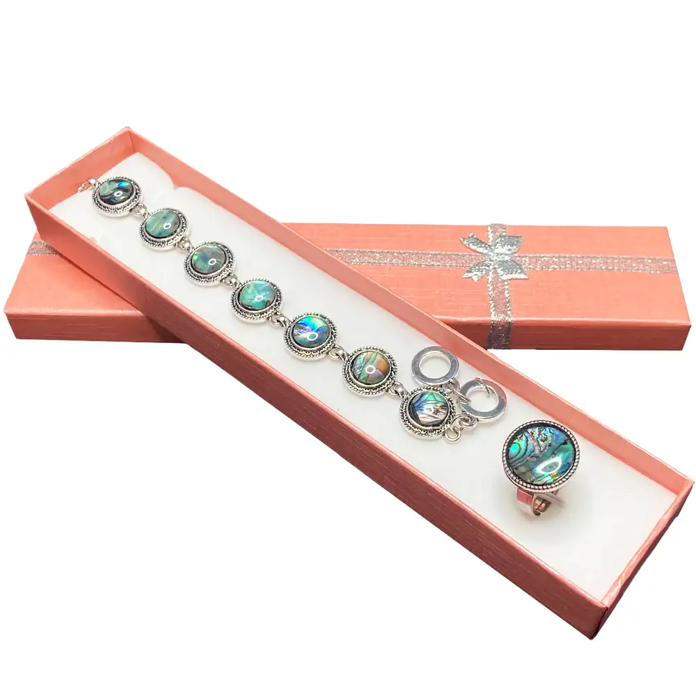 Set brățară și inel piatra Nacru, în cutie cadou Multicolor
