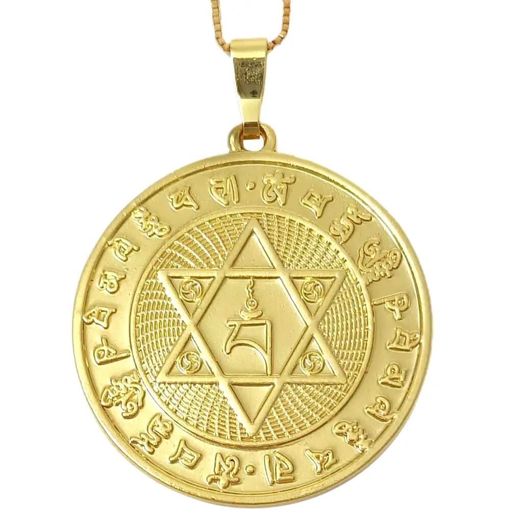 Medalion steaua lui David, talisman pentru indeplinirea dorintelor, lantisor auriu