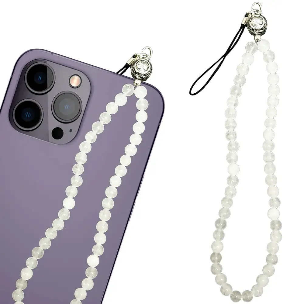Charm telefon zodia Vărsător, Cuartz Alb 6 mm Varsator