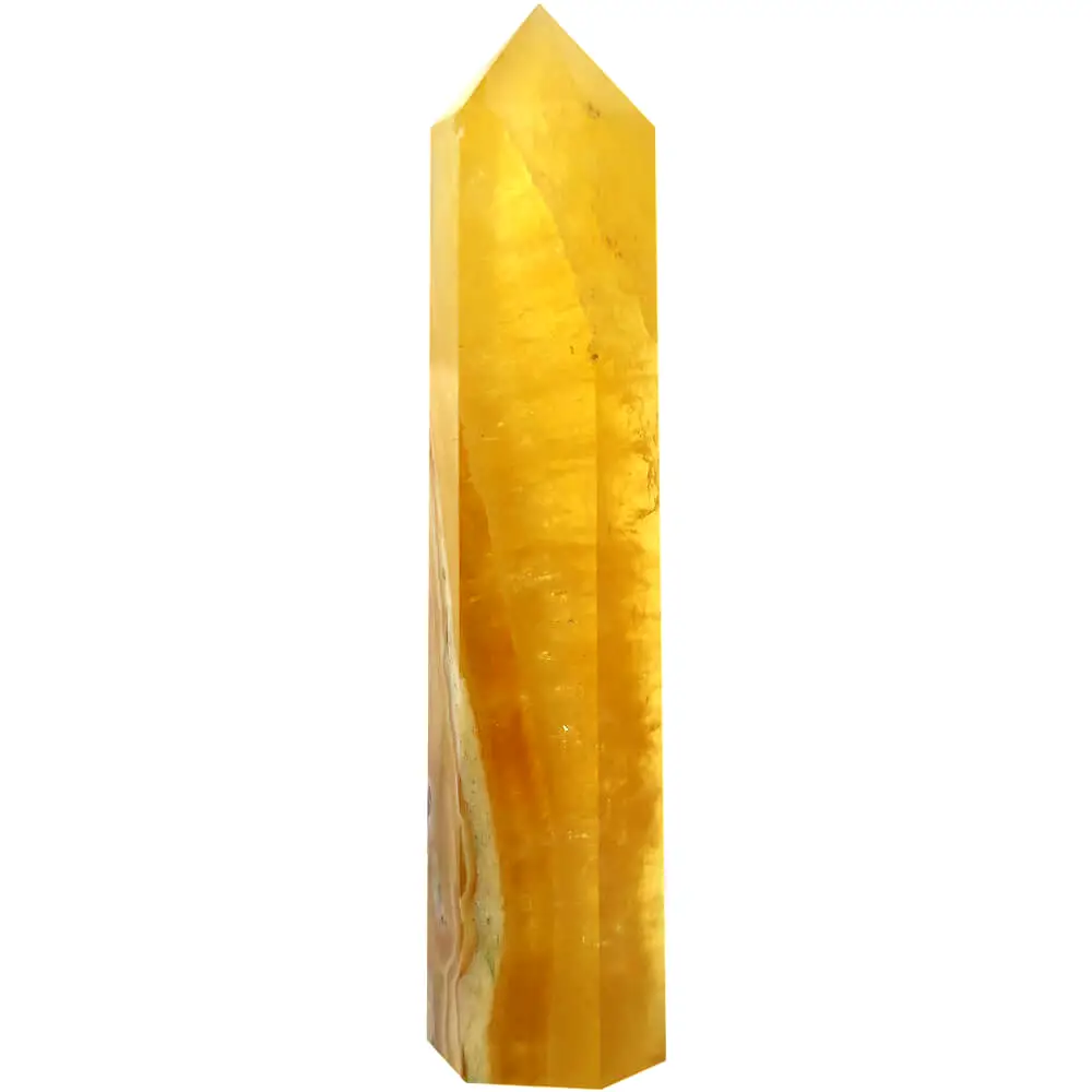 Obelisc cristal Fluorit Galben cu granit, turn decor 12-14 cm, 80g