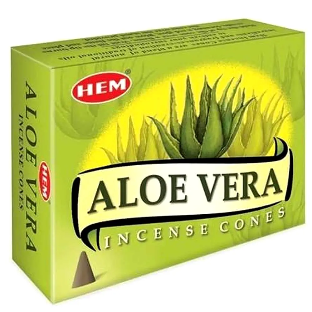 Conuri parfumate Aloe Vera, gama HEM profesional, 10 conuri (25g) aromaterapie suport metalic inclus