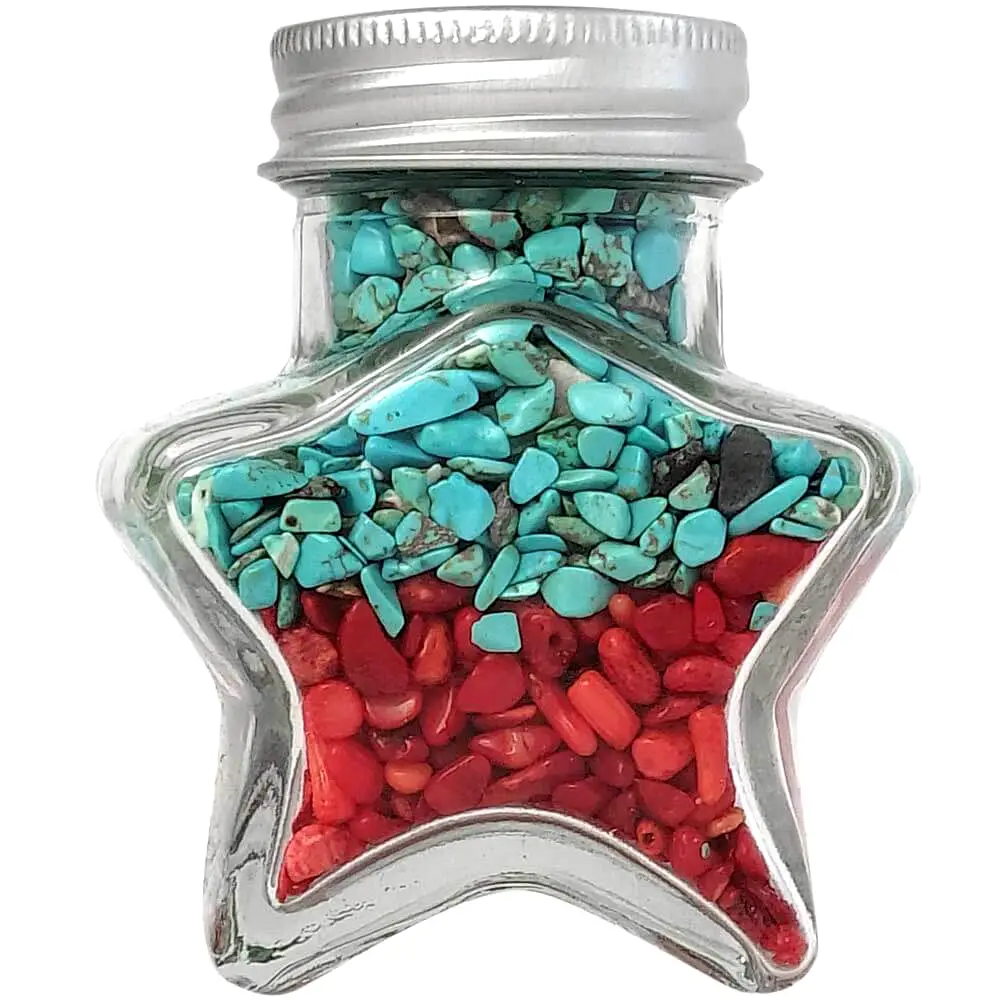 Pietre semipretioase Turcoaz si Coral, borcan in forma de stea, 230 g