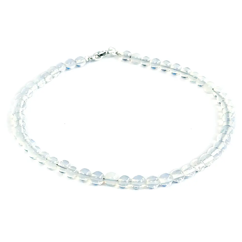 Bratara cuart opal, piatra pentru inlaturarea inhibitiilor, cca 47 pietricele mici 4 mm alb-albastru