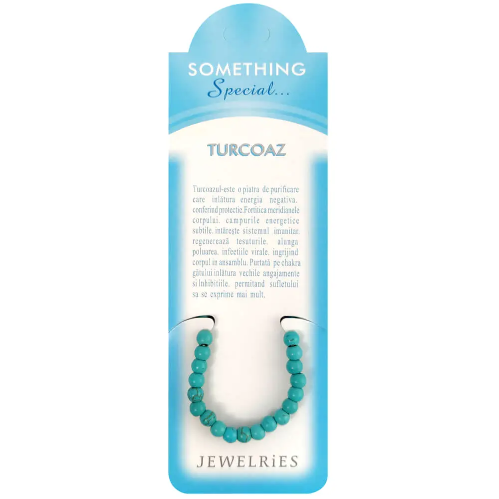 Set bratara Turcoaz pietre cu felicitare personalizata, piatra de protectie si fericire, elastica verde