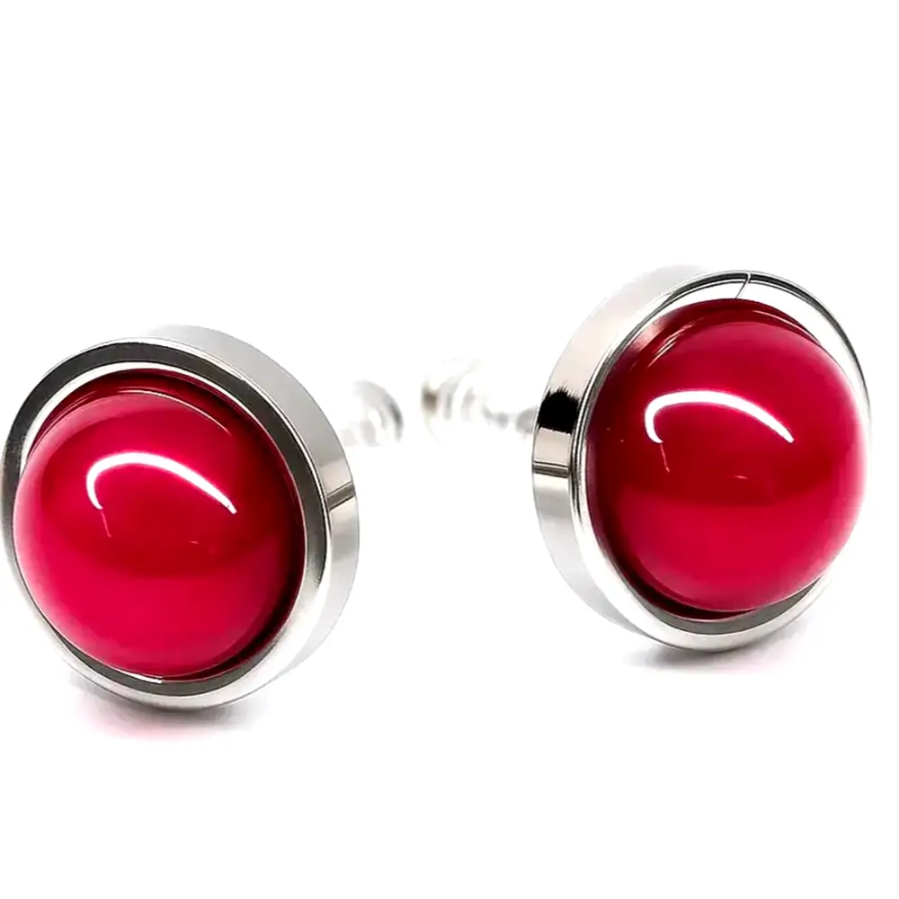 Cercei mici piatra calcedonia fuxia