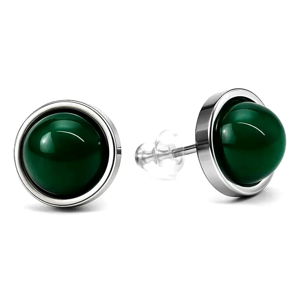 Cercei mici piatra calcedonia verde