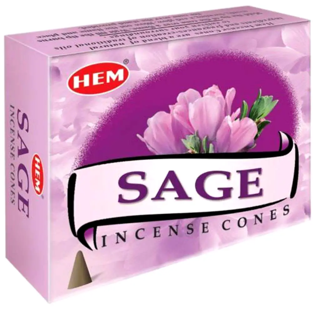 Conuri parfumate Salvie Roz, gama profesionala HEM Sage, aroma florală set 10 conuri aromaterapie cu suport metalic inclus