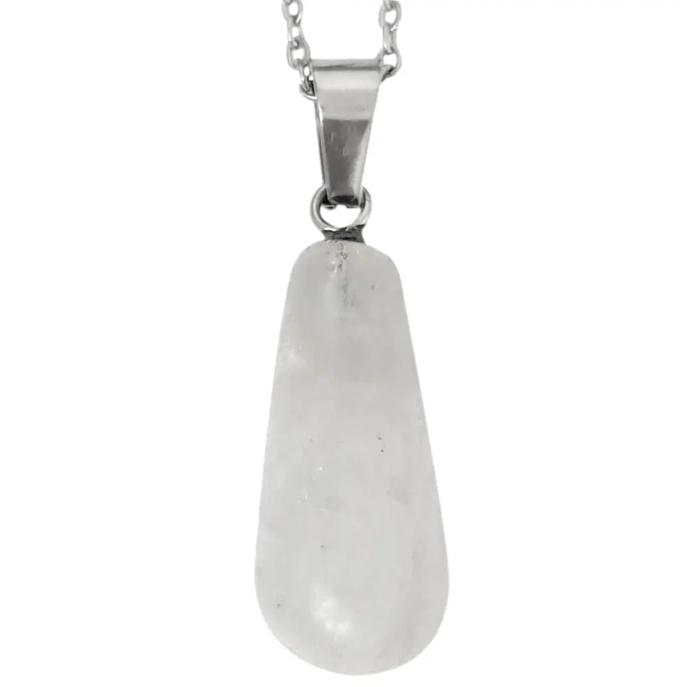 Pandantiv Cristal de stâncă, piatra protecție contra energiilor negative, cristal natural în formă de picătură alb 30 cm 
