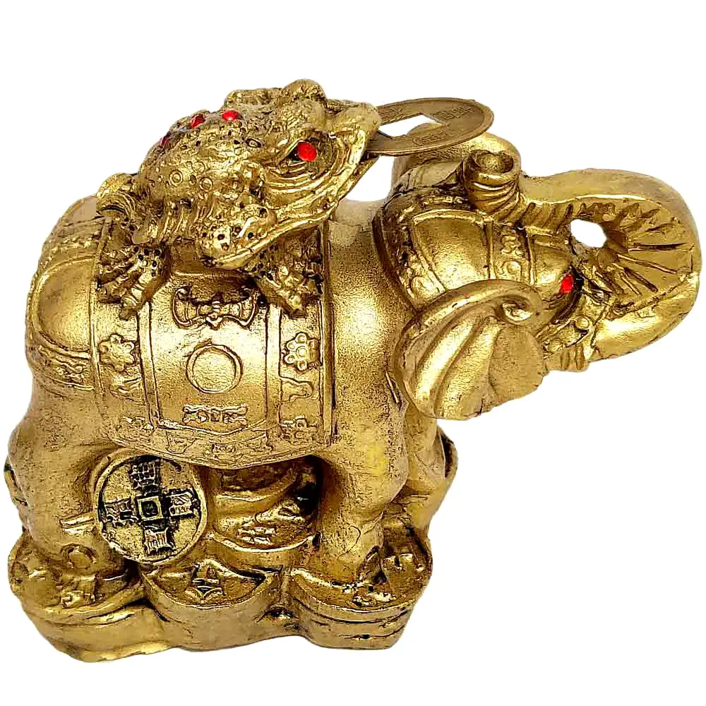 Elefant cu broasca in spate, remediu pentru bani, statueta mare 9 cm