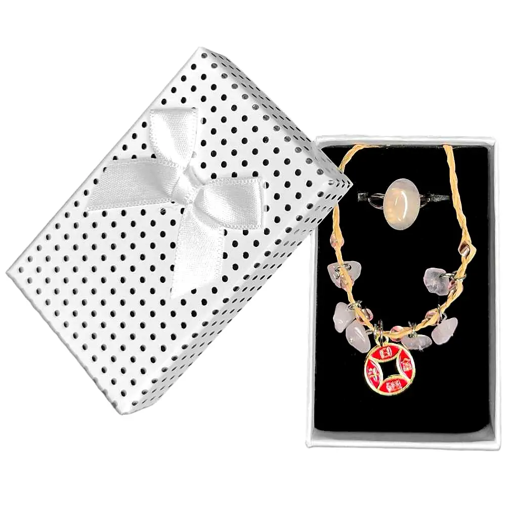 Set brățară Boho și inel Quartz Roz