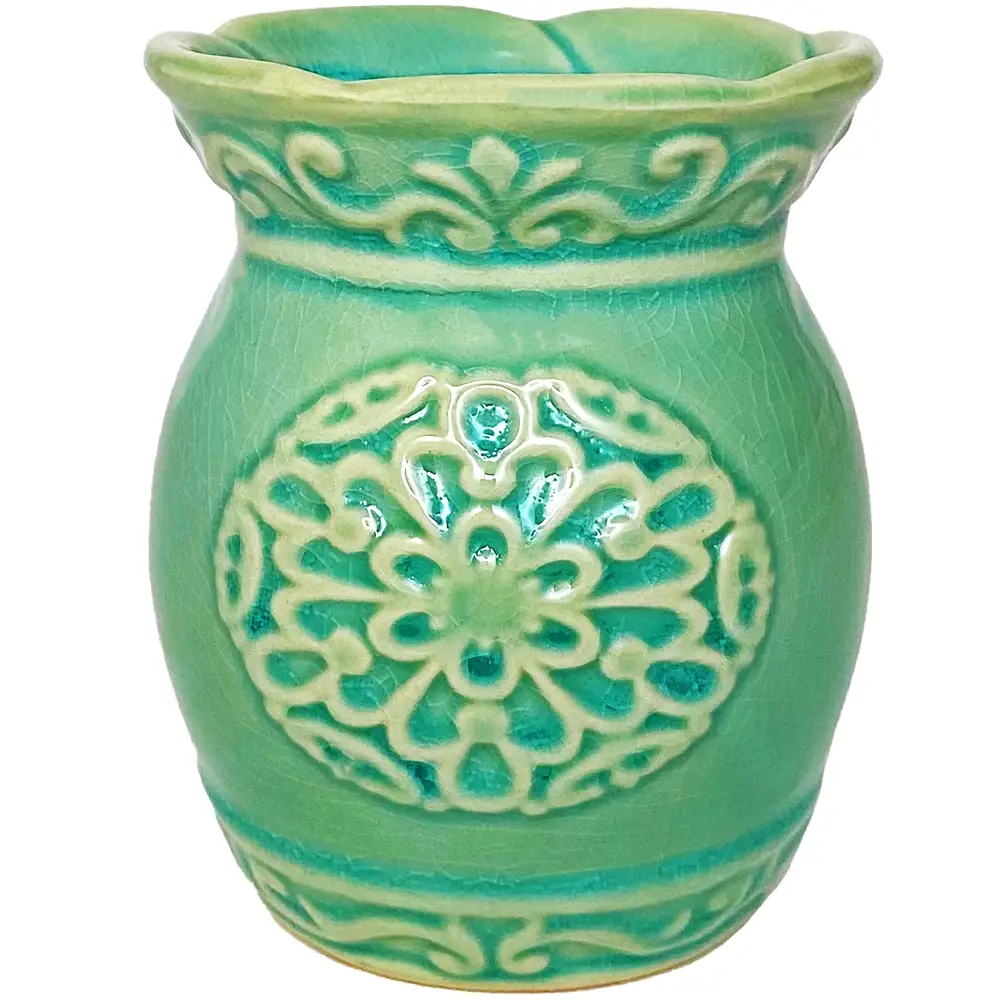 Lampa aromaterapie Floare 6 petale, difuzor ceramica verde