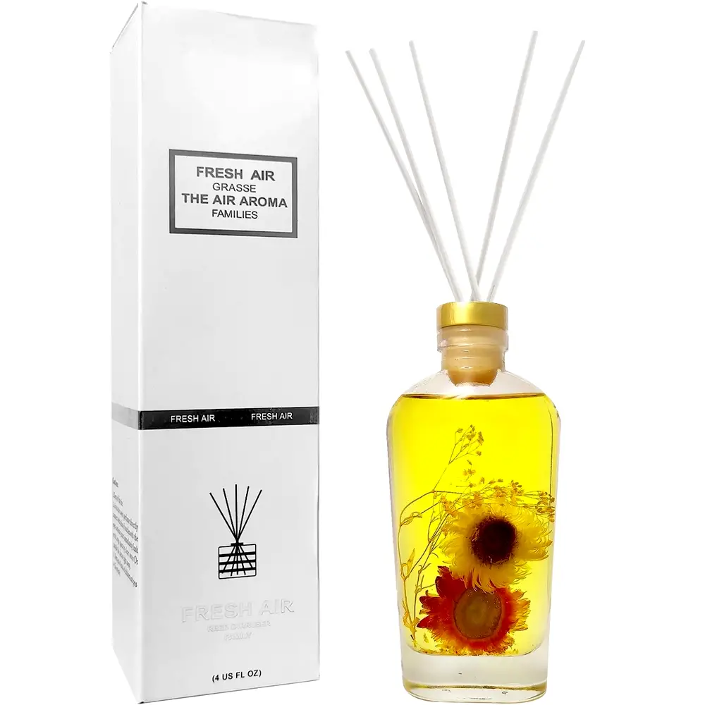 Difuzor aromaterapie bețișoare Gardenia, sticlă cu flori decor, floral 175 ml, roșu