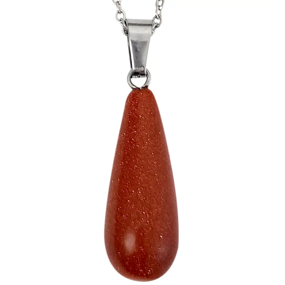 Pandantiv Piatra Soarelui, piatra personalității și a liderilor, cristal natural în formă de picătură maro 30 cm 