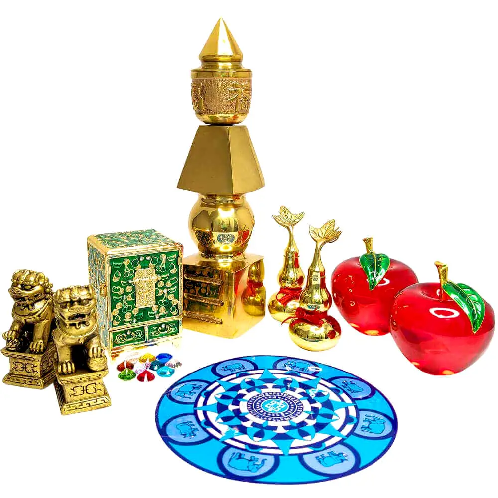 Protectie casa set amulete feng shui, set 6 remedii pentru protectie impotriva tradarilor si bolilor, armonie in relatii si abundenta, kit standard