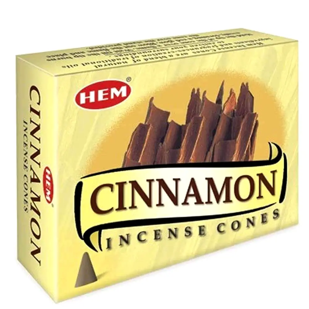 Conuri parfumate Scortisoara, gama HEM profesional Cinnamon, aroma condimentată, 10 conuri (25g) aromaterapie suport metalic inclus