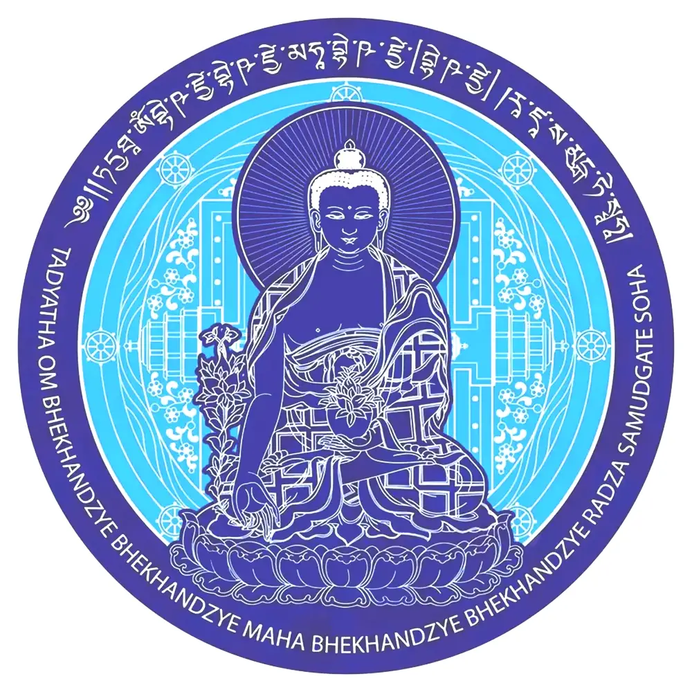 Sticker Buddha Medicinei cu floare de lotus, 2024 5 cm