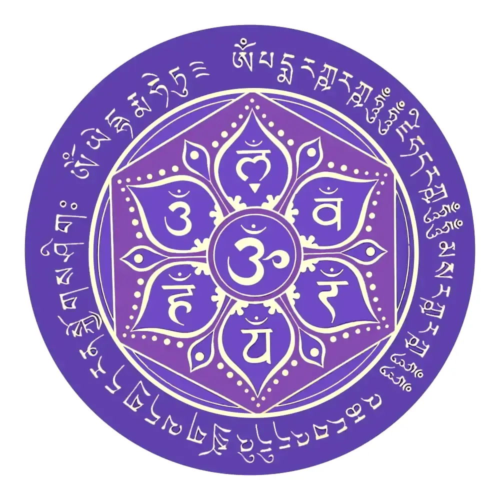 Sticker Forța Vieții și Mandala, împotriva energiilor negative, autocolant mov 5 cm
