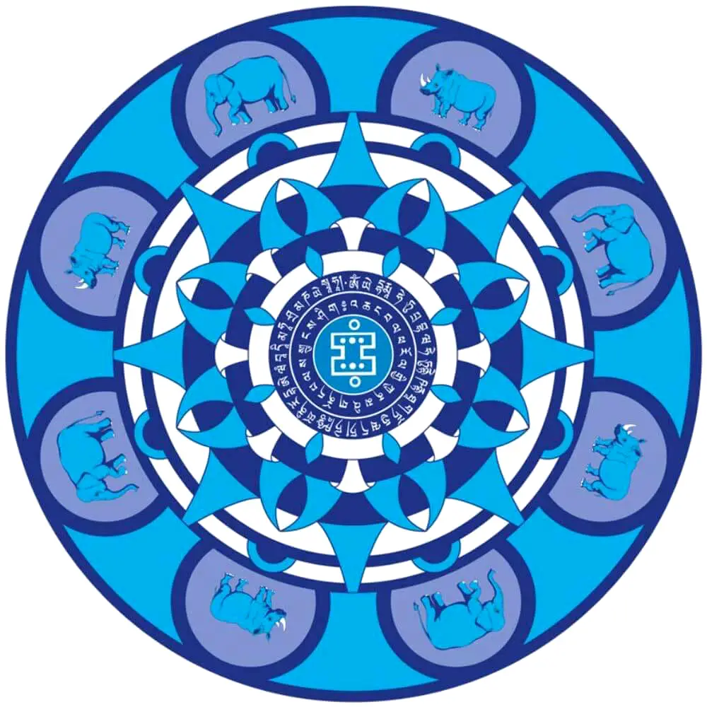 Sticker Elefant cu Rinocer si Dakini