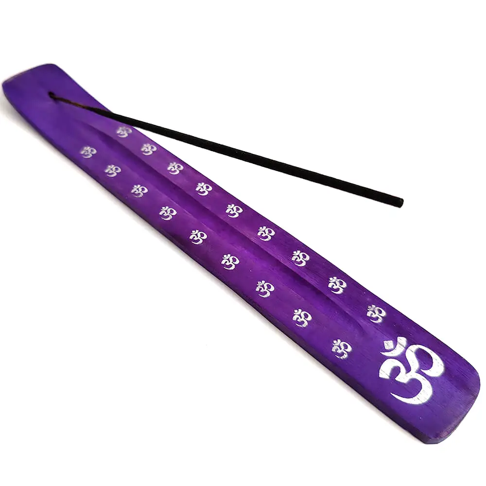 Suport betisoarele parfumate pentru aromaterapie, semnul om pe culoarea chakrei Muladhara a radacinii, 26 cm mov