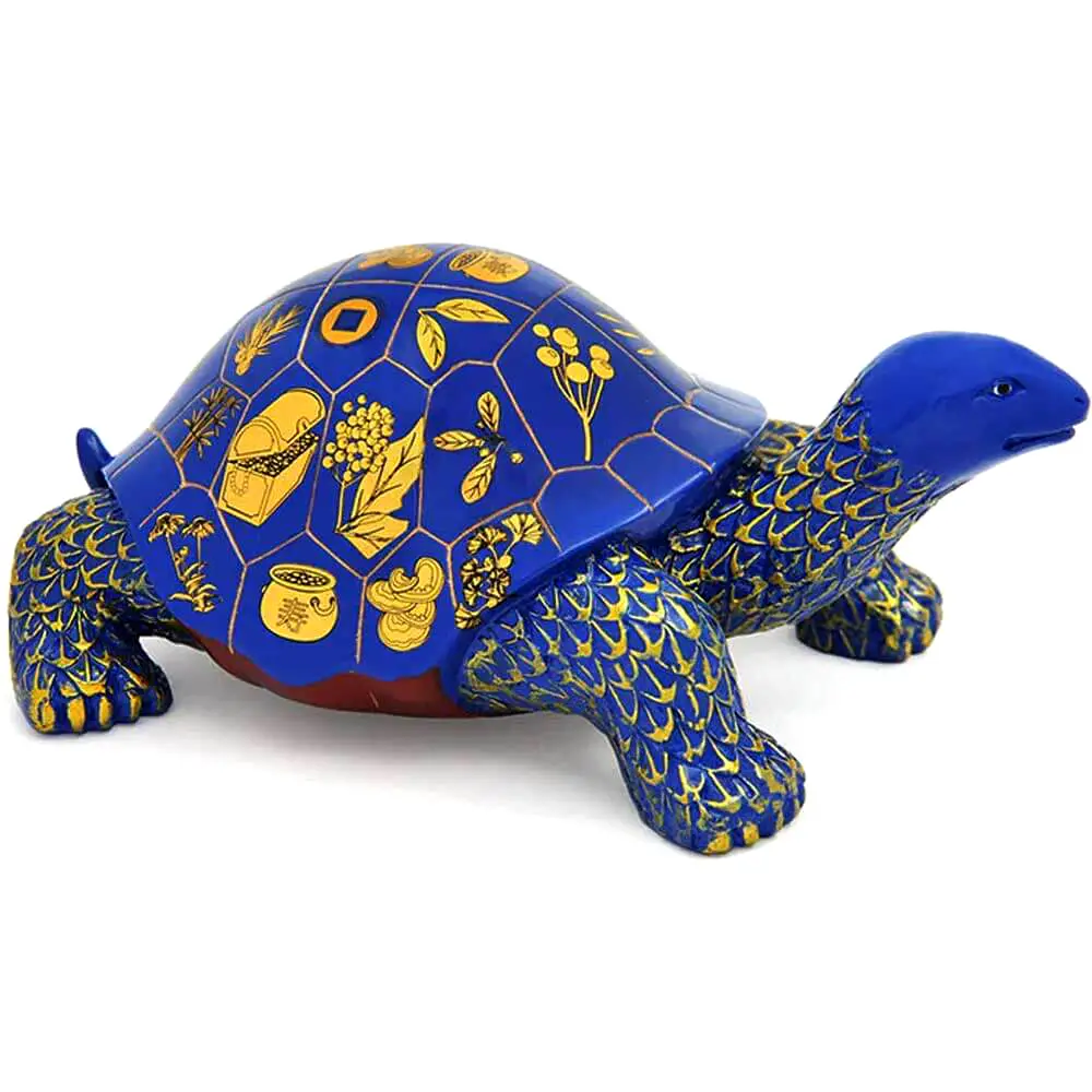 Țestoasa Magică, obiect feng shui 2023 pentru protecție, metal solid albastru 16.5 cm