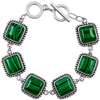 Bratara 7 pietre Malachit, piatra verde montaj patrat, incuietoare toggle reglabila