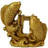 Statueta Doi Pesti Poarta Dragon, pentru noroc la bani, 7 cm auriu
