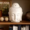 Lampa aromaterapie Buddha, vas mare pentru ardere lumanare , ceramica alb 14 cm