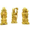 Cei trei intelepti Fuk Luk Sau, set figurine Feng Shui pentru canalizarea dorintelor, statuete auriu