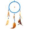 Dream catcher 1 cerc mare ornament protectie cosmaruri, cu margele si pene albe si maro, diverse culori