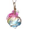 Colier cu pandantiv si lantisor, 7 chakra cristal cuarț natural, piatra comunicării în formă neregulată multicolor