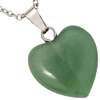 Pandantiv Aventurin, piatra abundență bani, set cristal natural în formă de inimă verde 25 mm și lănțișor inoxidabil