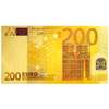 Bancnotă metalică 200 euro, amuletă pentru activarea abundenței, polimer de calitate auriu 15 cm