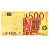 Bancnotă metalică 500 euro, amuletă pentru bani, polimer 15 cm