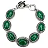 Brățară 7 pietre Malachit, piatră verde formă oval, toggle reglabilă
