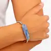Bratara cuart albastru, cristal oval, metalic argintiu