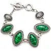 Brățară 4 pietre Malachit, formă ovală, închidere toggle reglabilă